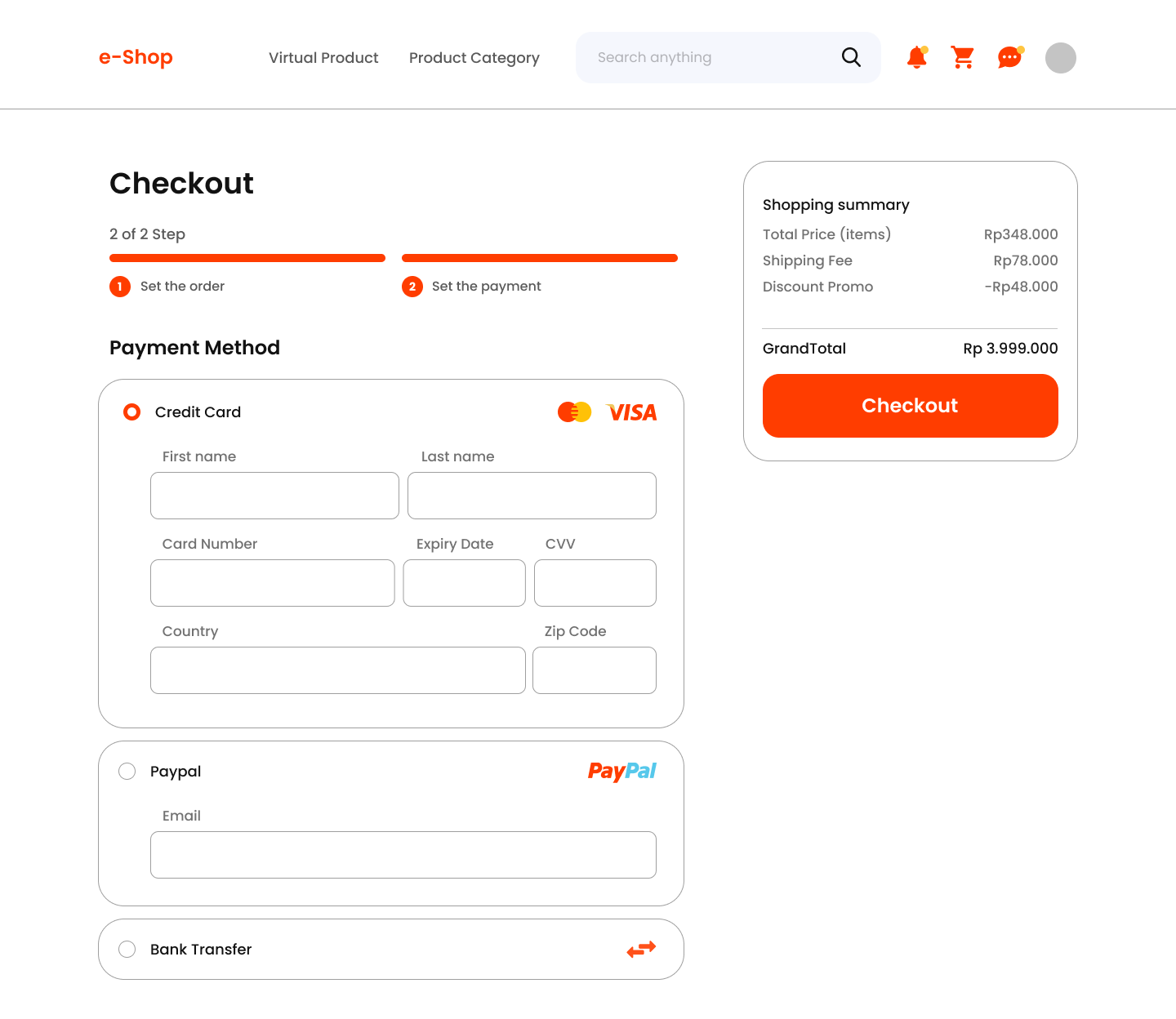 Ecommorce Checkout Page