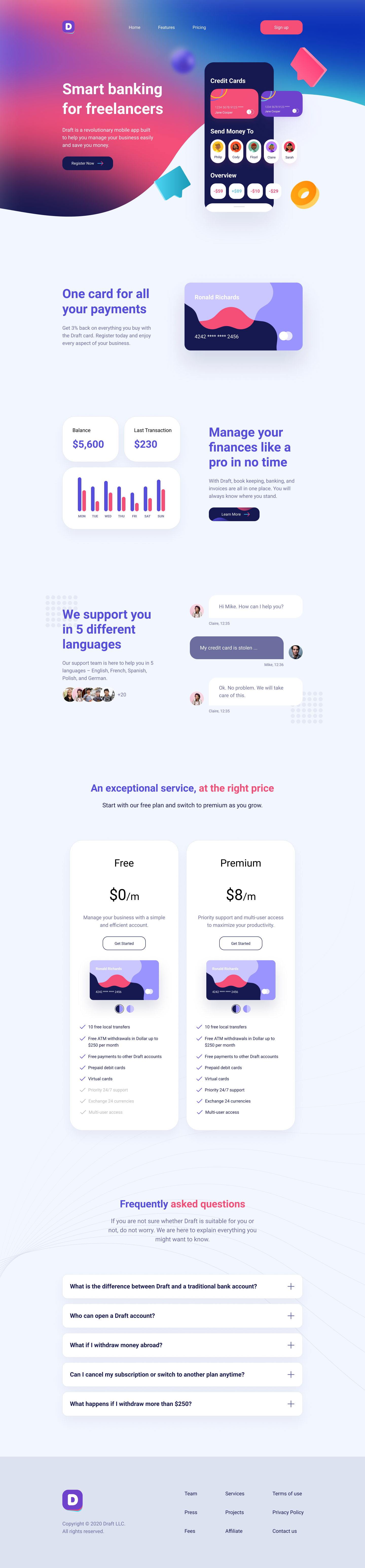 Landing Page For Finance App